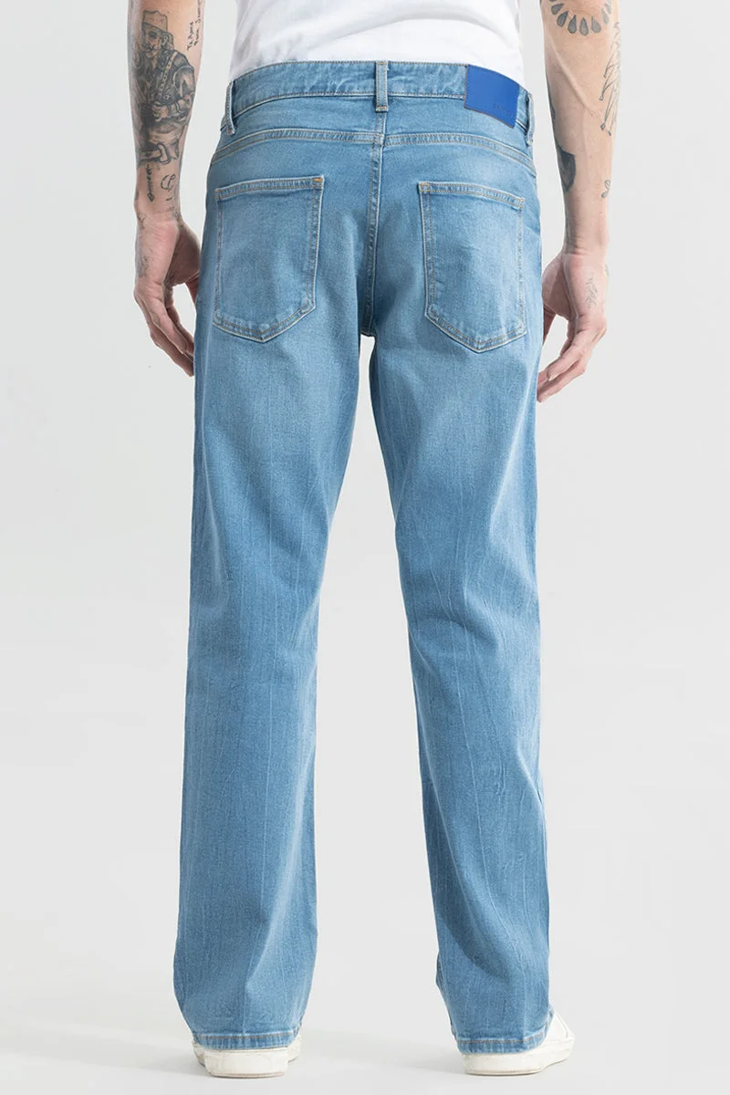 Snitch Blue Dazzle Ocean Blue Bootcut Jeans for Men | Best Price UAE